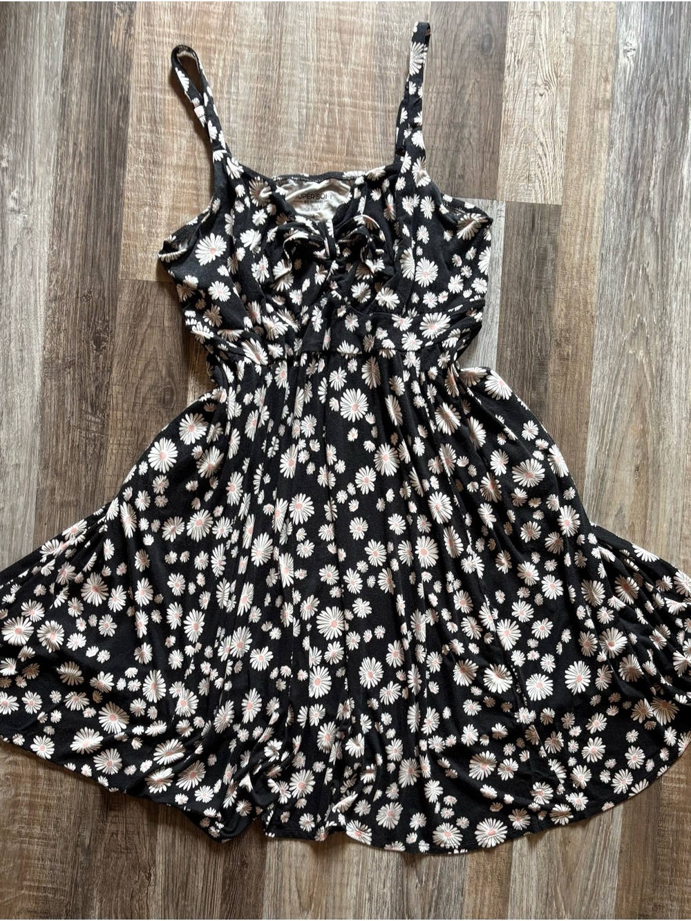 Torrid Black Floral Daisy Sundress with Tie Front